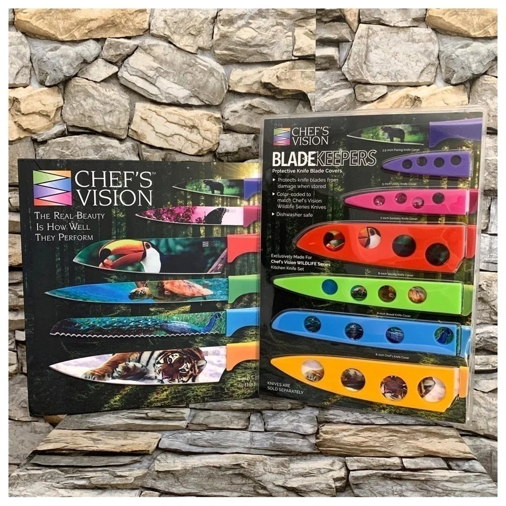 #51 Chefs Vision Set Wildlife Series Six-Piece Knife Set Sheath Blade Covers New